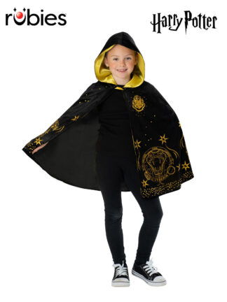 HOGWARTS BLACK & GOLD HOODED ROBE, CHILD