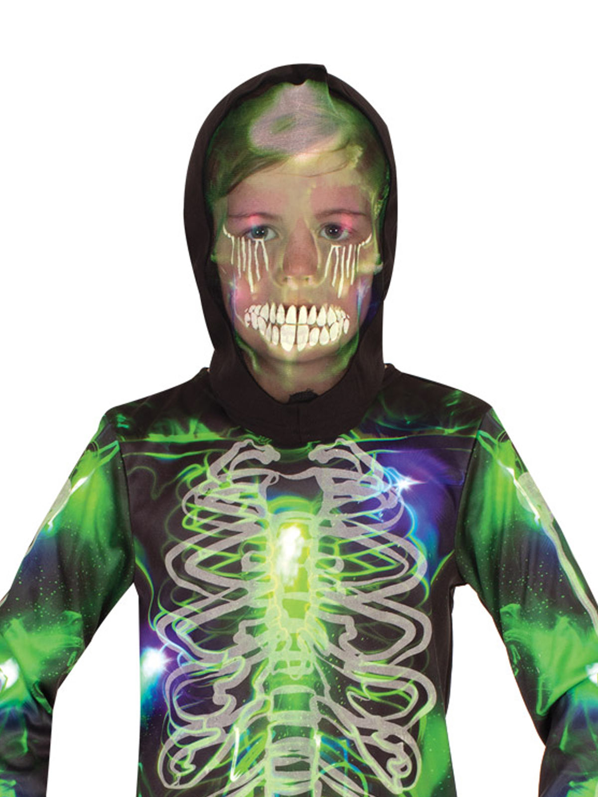 SPOOKY GLOW IN THE DARK SKELETON COSTUME, CHILD - Image 2