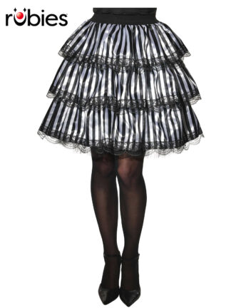 STRIPED BLACK & WHITE RUFFLE SKIRT, ADULT