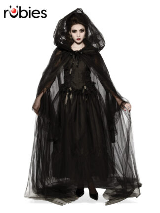 BLACK HOODED CAPE, ADULT