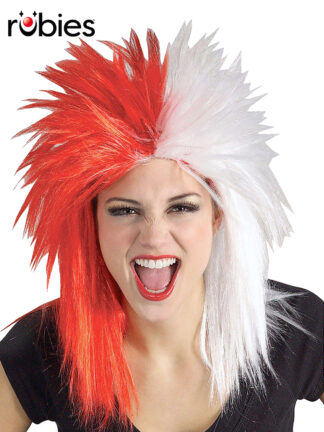 SPORT FANATIC RED/WHITE WIG ADULT