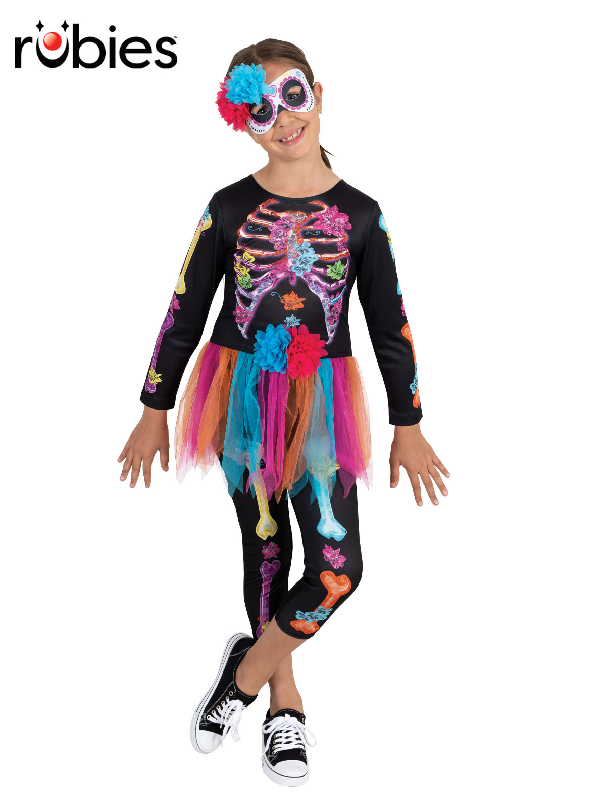 SKELETON GIRL NEON COSTUME, CHILD