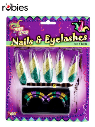 MARDI GRAS NAILS AND LASHES SET