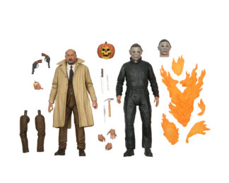HALLOWEEN MICHAEL MYERS & DR LOOMIS ULT. 2 PK 7" ACTION FIGS