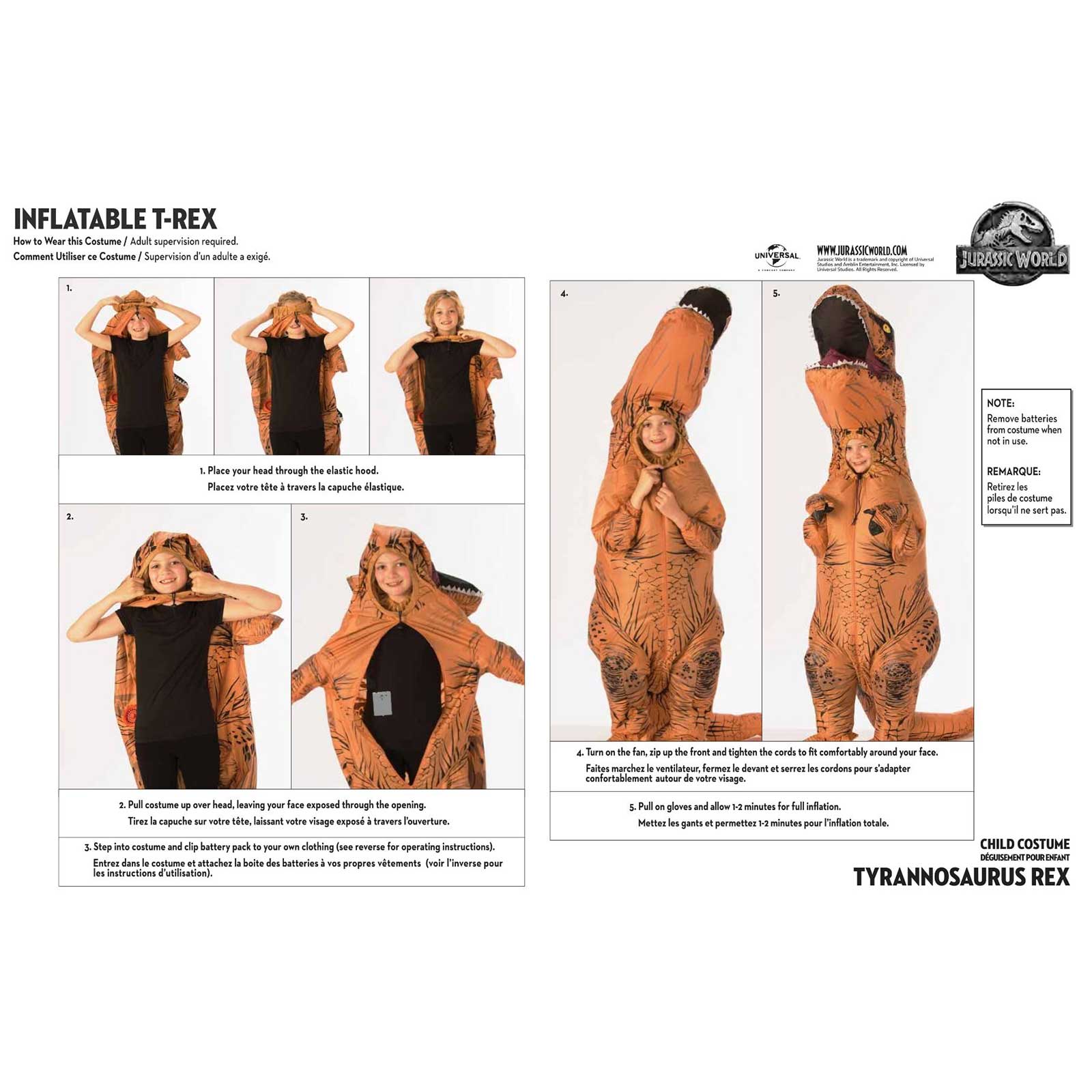 T-REX INFLATABLE COSTUME, CHILD - Image 2