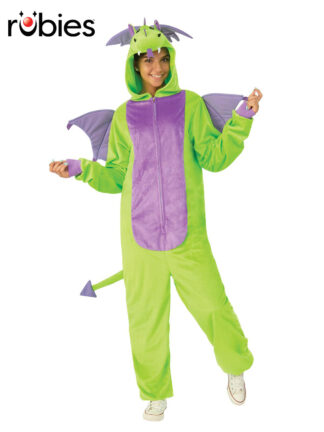 GREEN DRAGON FURRY ONESIE COSTUME, ADULT