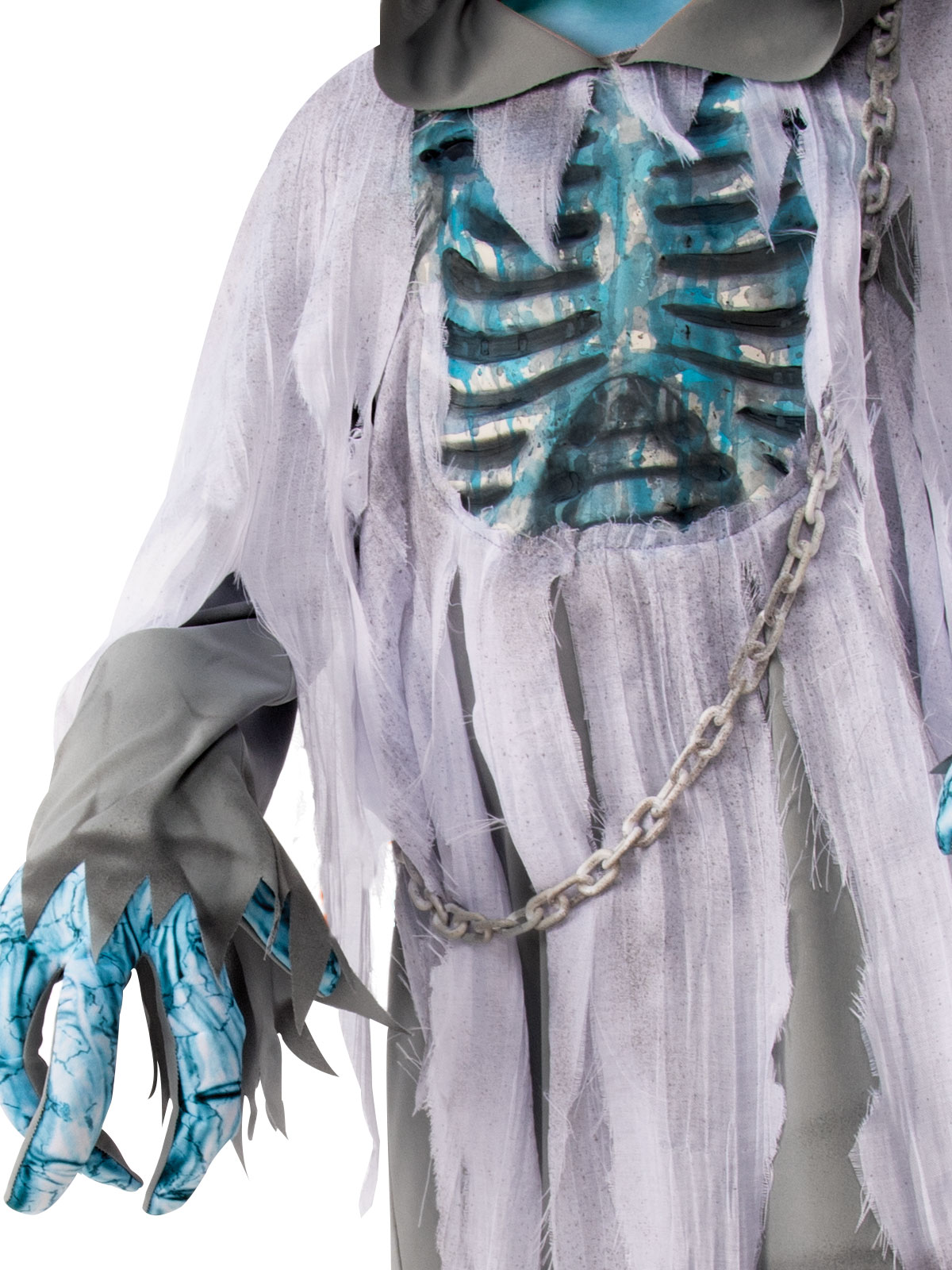 WHITE DEMON HOODED ROBE COSTUME, CHILD - Image 3