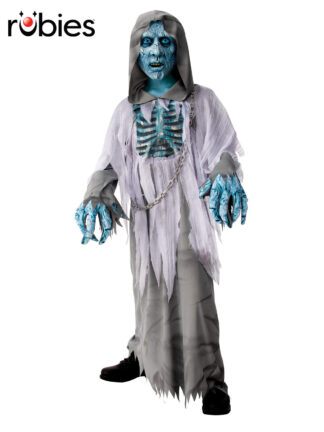 WHITE DEMON HOODED ROBE COSTUME, CHILD