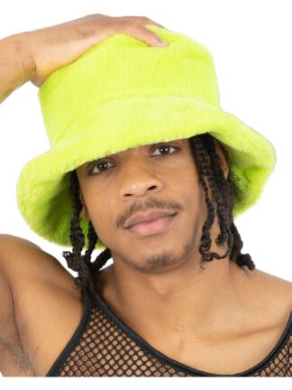 90S GREEN FUR BUCKET HAT