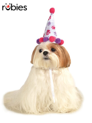 PAW PRINT GIRL PET BIRTHDAY HAT ACCESSORY