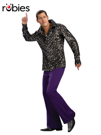 DISCO SHIRT - BLACK WITH SILVER STARS, ADULT